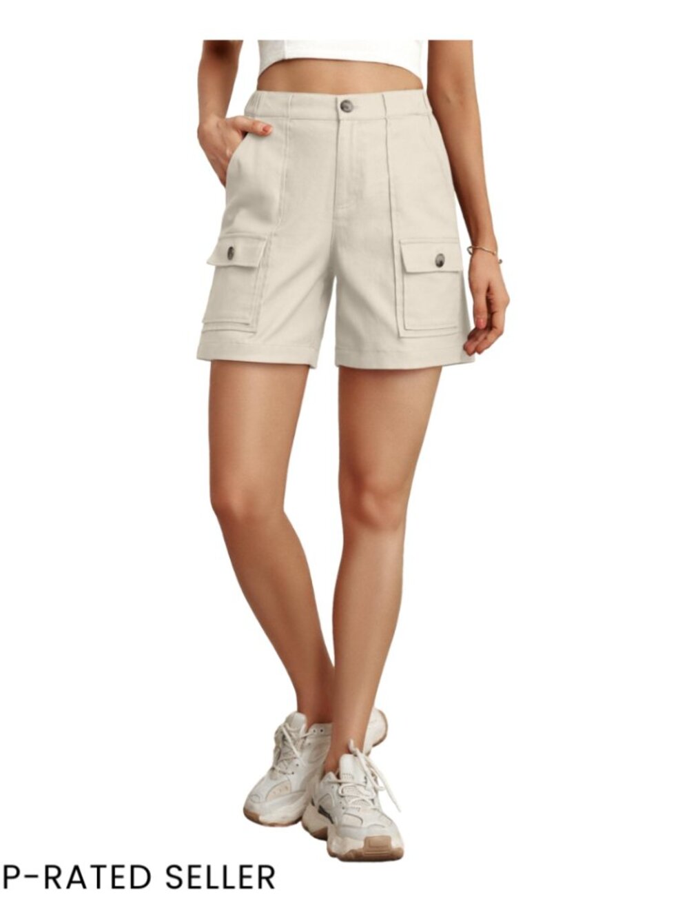 Cargo Shorts Women Baggy Casual Elastic Waist Stretch Relaxed Fit 6 Pockets